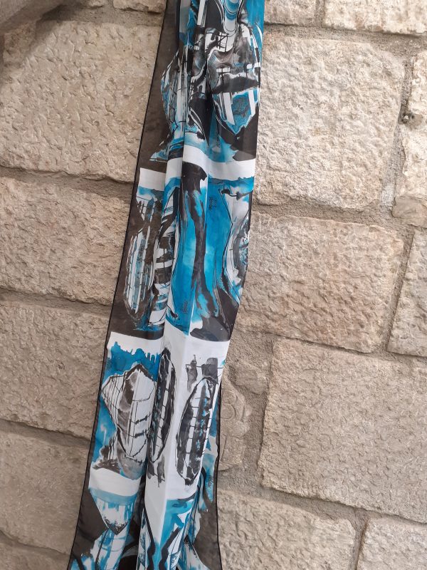 Fishes' neck scarf/sarong blue - Image 2