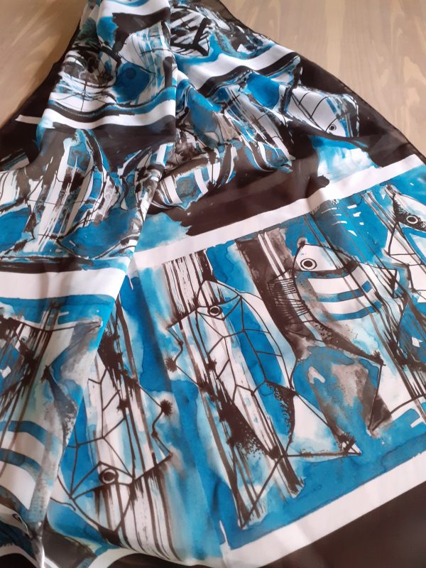 Fishes' neck scarf/sarong blue - Image 4